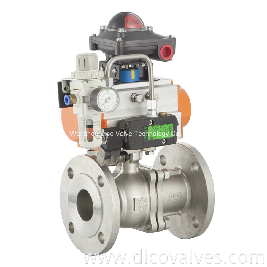 Wenzhou China Wcb/CF8/CF8m Pneumatic / Electric Actuator Industrial 2PC Flange Ball Valve